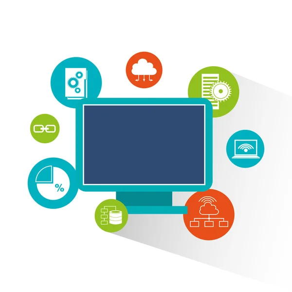 Big data center plat pictogrammen — Stockvector