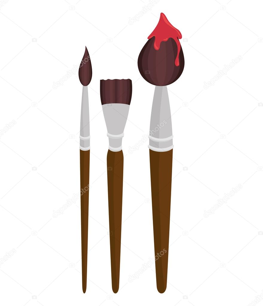 Paint brushes with colored paint in cup. 23675647 Vector Art at Vecteezy
