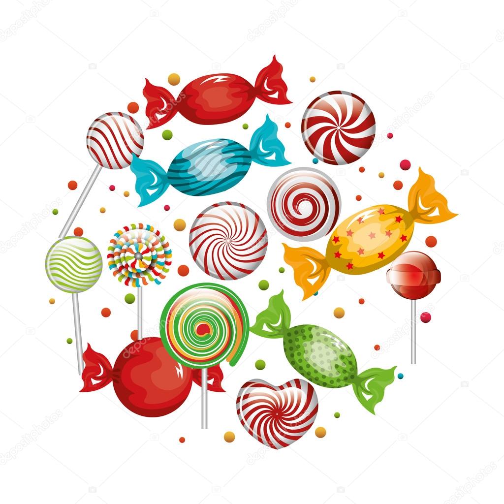 collection candies lollipop design graphic