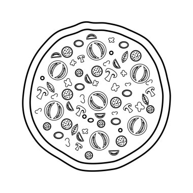 Lezzetli pizza fast food ikonu