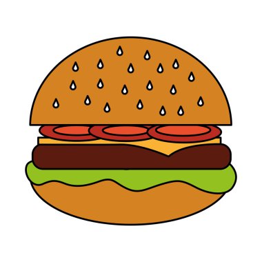 Lezzetli hamburger fast food ikonu