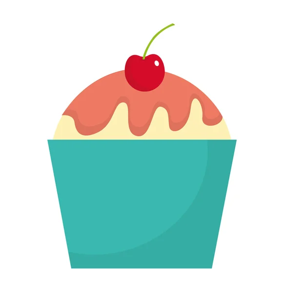 Delicious sweet cupcake icon — Stock Vector