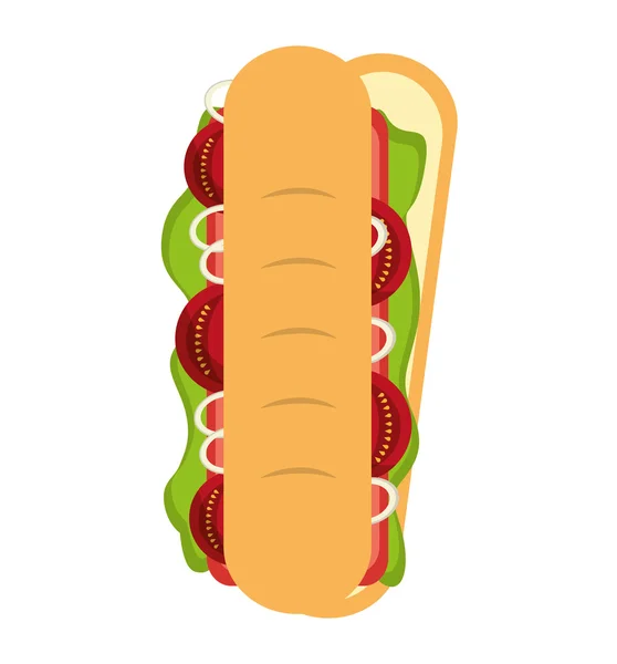 Delicioso ícone sandwish fast food — Vetor de Stock