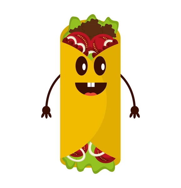 Burrito mexican lezat makanan cepat saji - Stok Vektor