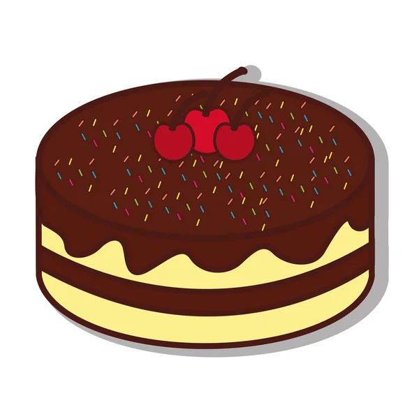Deliziosa icona dolce torta — Vettoriale Stock