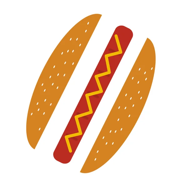 Delicioso icono de comida rápida hot dog — Vector de stock