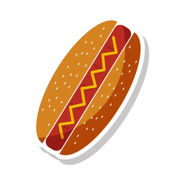 Delicioso icono de comida rápida hot dog — Vector de stock