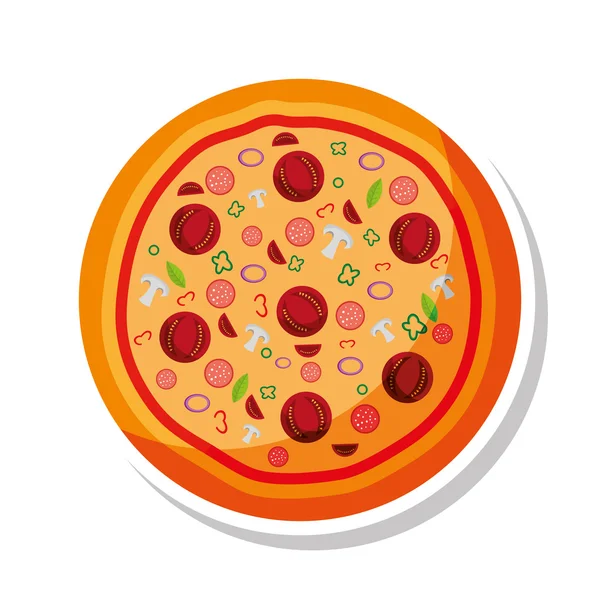 Delicious pizza fast food icon — Stock Vector