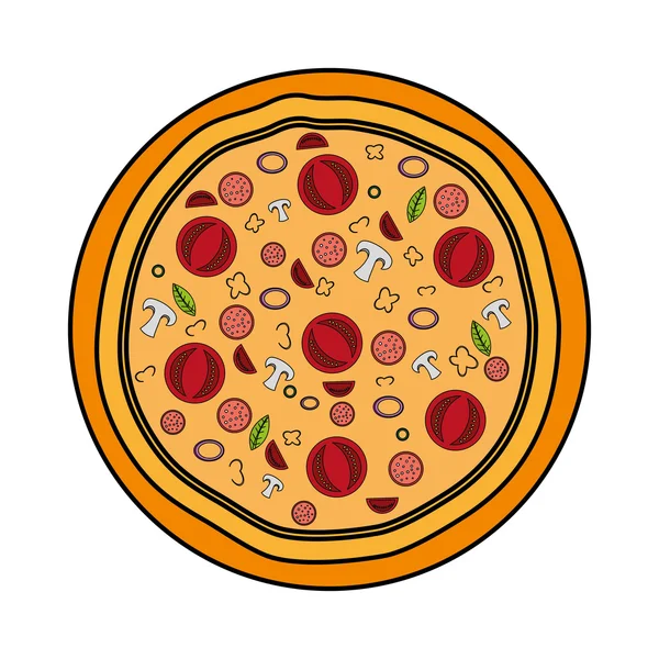 Delicious pizza fast food icon — Stock Vector