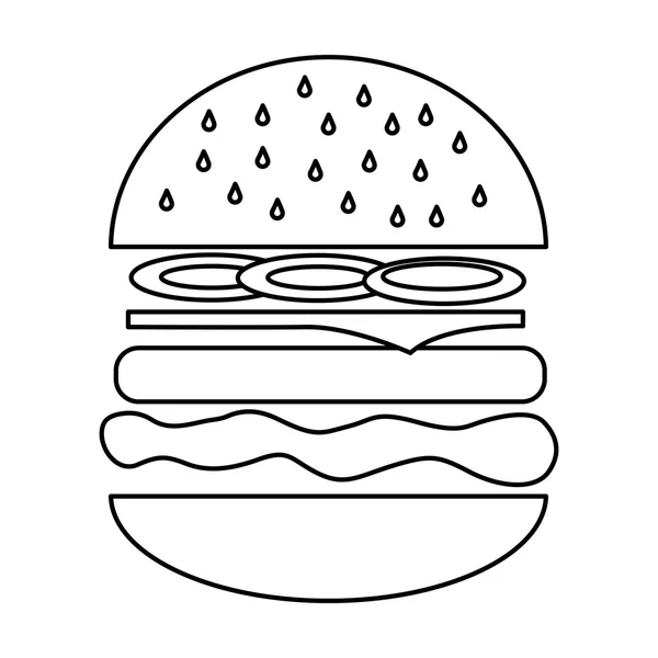 Delicious hamburger fast food icon — Stock Vector