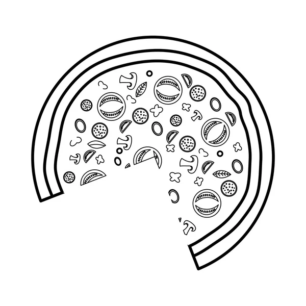 Вкусная пицца икона быстрого питания — стоковый вектор