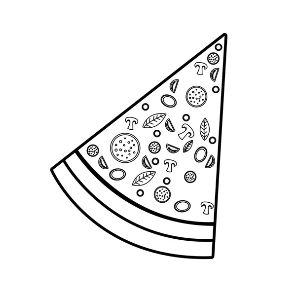 Delicioso pizza comida rápida icono — Vector de stock