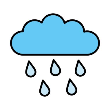 Yağmur çizgisi olan bulut ve biçim ikonu vektör tasarımını doldur