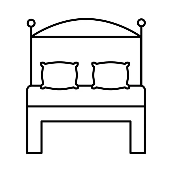 Cama con almohadas icono estilo línea — Vector de stock