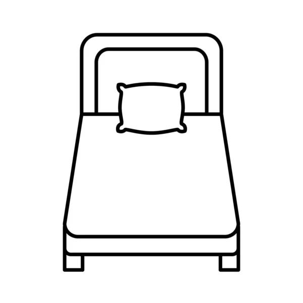 Bett mit Kissenlinie Stil-Symbol — Stockvektor