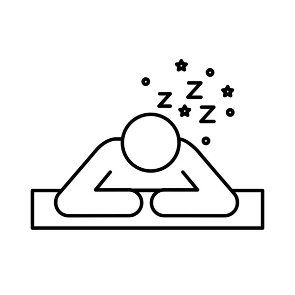 Avatar figuur met Insomnia z letters lijn stijl pictogram — Stockvector