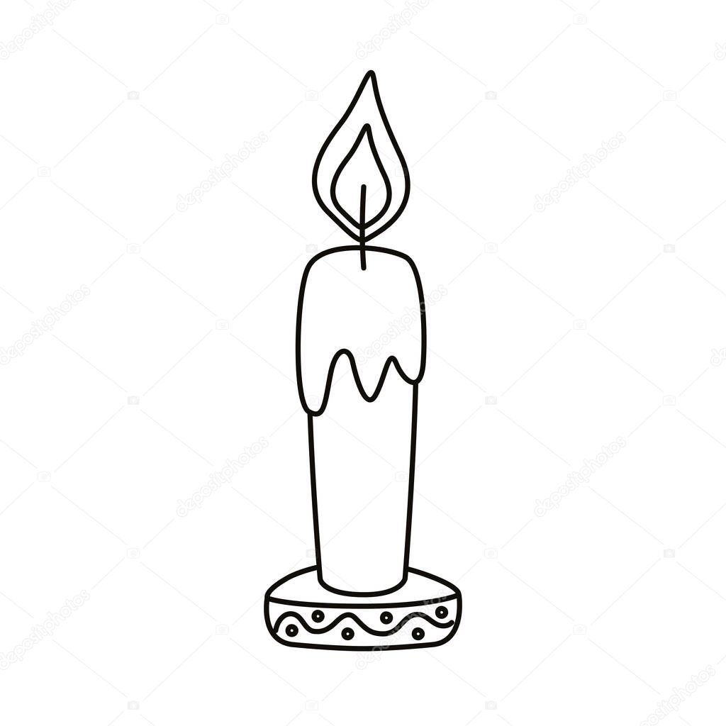 candle fire flame line style icon