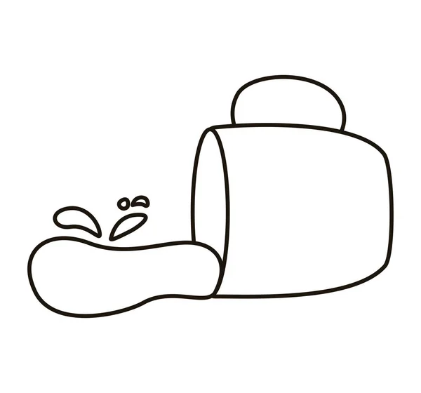 Derramado café en taza de cerámica línea de bebidas icono de estilo — Vector de stock