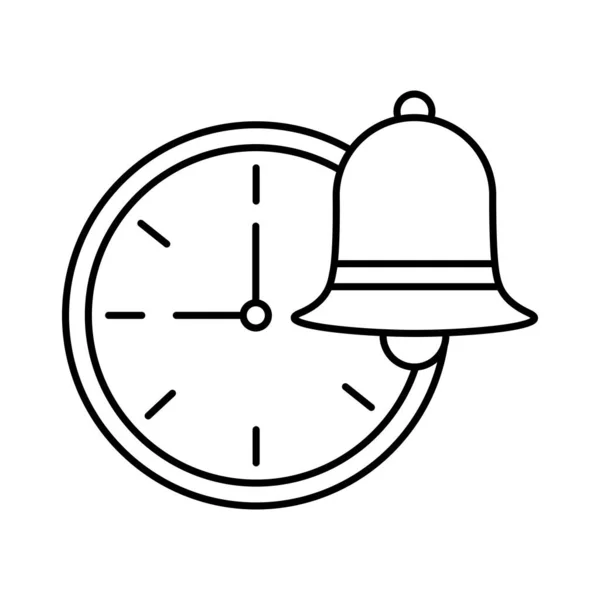 Montre de temps avec icône de style ligne de cloche — Image vectorielle