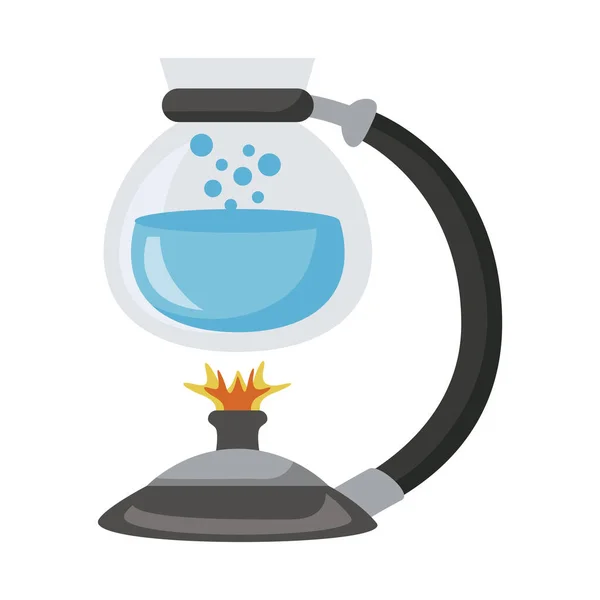 Teapot glass with water in burner icon — Stock Vector