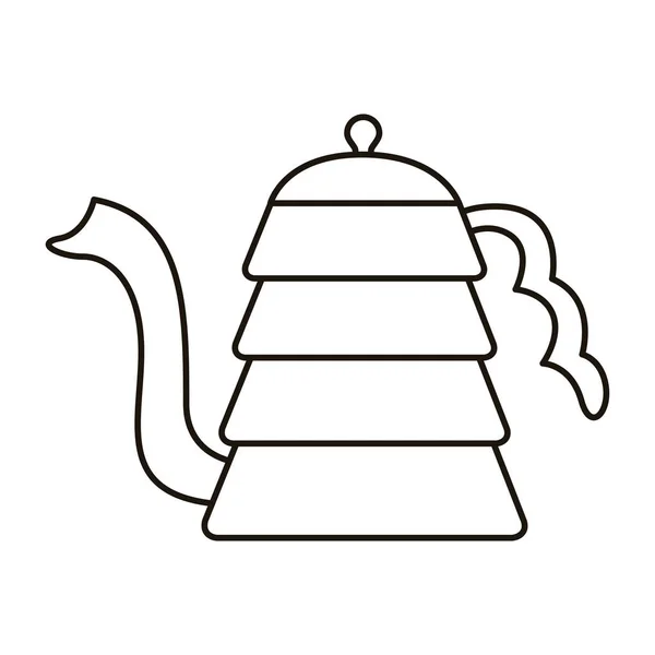 Czajnik kawa naczynia linii stylu ikona — Wektor stockowy