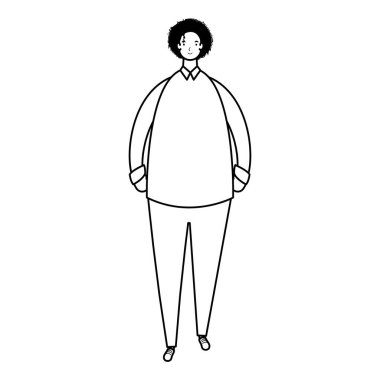 Genç adam Avatar karakter çizgisi tarzında yürüyor