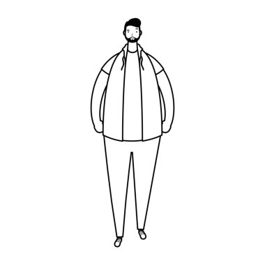 Sakallı genç adam Avatar karakter çizgisi