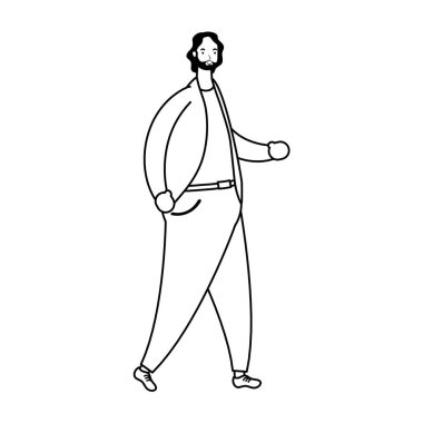 Sakallı genç adam Avatar karakter çizgisi