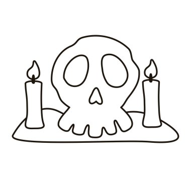 Cadılar Bayramı kafa kafatası ve mum çizgisi simgesi