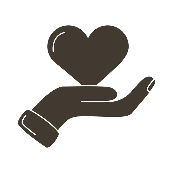 Handlyft hjärta kärlek symbol siluett stil ikon — Stock vektor