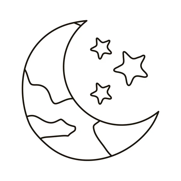 Lua crescente com estrelas ícone da noite —  Vetores de Stock
