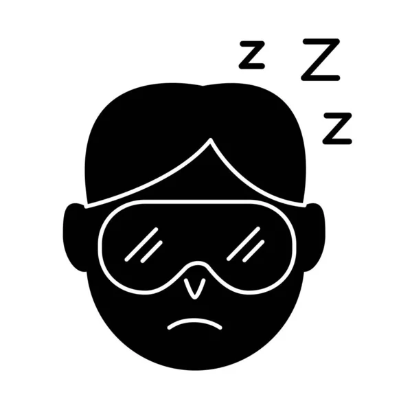 Cabeça homem vestindo máscara de sono com Insomnia z letras ícone de estilo silhueta — Vetor de Stock