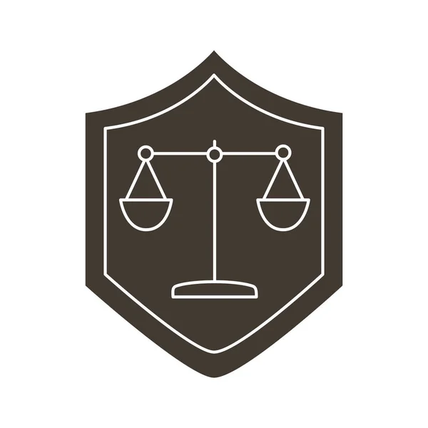 Bilancia in stile scudo silhouette icona — Vettoriale Stock