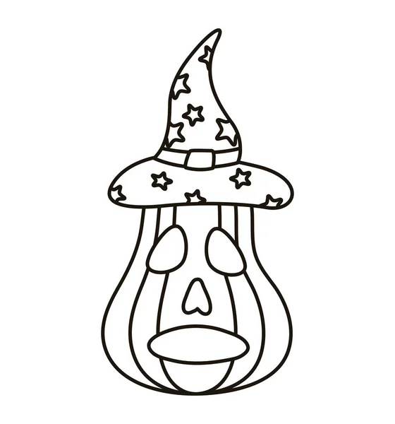 Хеллоуїн гарбуз з значком лінії капелюха Векторна Графіка