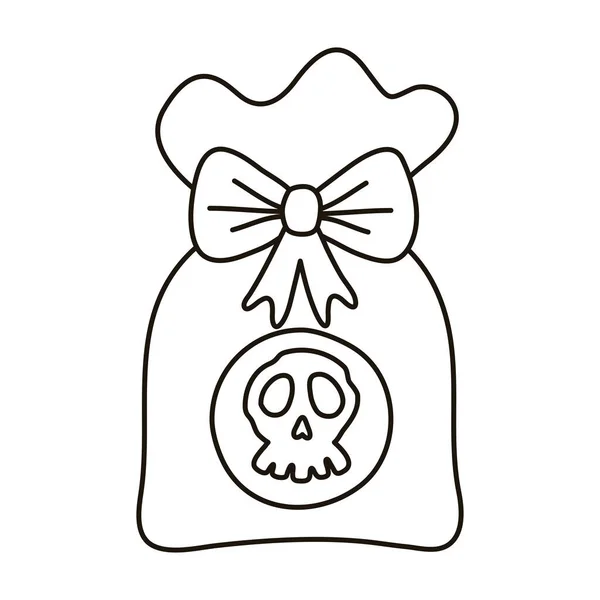 Dulce caramelo bolsa halloween línea estilo icono — Vector de stock
