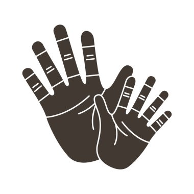 Avuçlar insan eliyle silüet biçiminde simgeye yardım eder