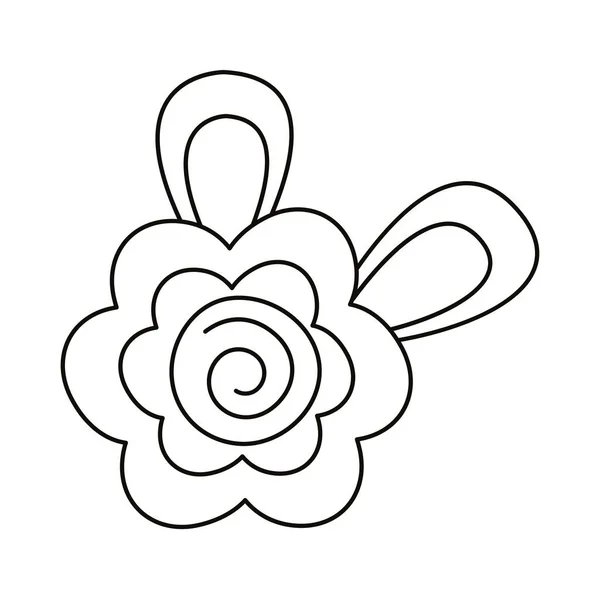 Hermosa flor amarilla y hojas icono de estilo de línea de jardín — Vector de stock