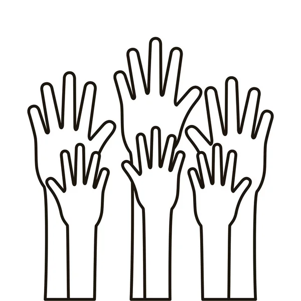 Mãos ícone de estilo silhueta parada humana —  Vetores de Stock