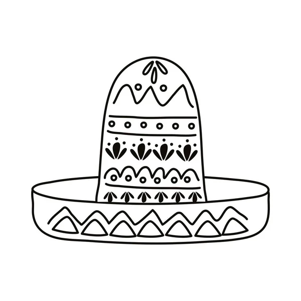 Traditionelle mexikanische Hutlinie Stilikone — Stockvektor