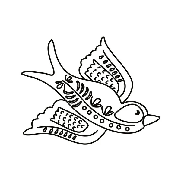 Icono de estilo de línea de mosca de aves mexicanas exóticas — Vector de stock