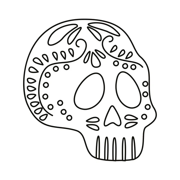 Style de tête de crâne mexicain traditionnel — Image vectorielle