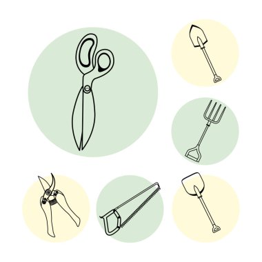 Makas ve bahçe araçları satır simgeleri