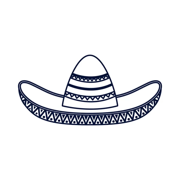 Estilo tradicional linha chapéu mexicano — Vetor de Stock