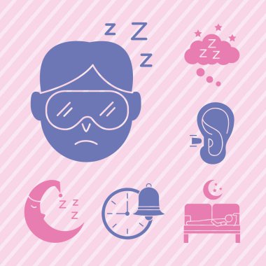 Insomnia siluet tarzı simgelerle yatan adam
