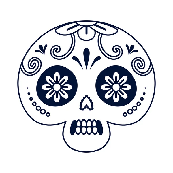 Tradicional icono de estilo de cabeza de calavera mexicana — Vector de stock