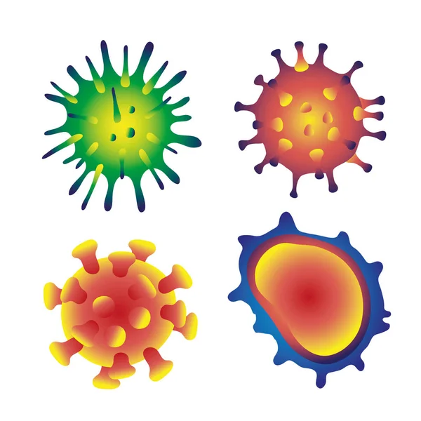 Verzameling corona virus deeltjes pictogrammen — Stockvector