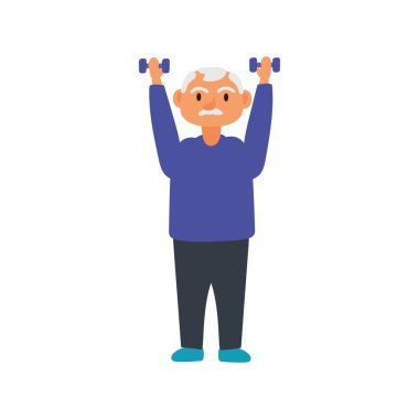 Yaşlı adam dambıl kaldıran Avatar karakteri