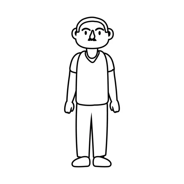 Vieil homme personnage ligne style icône — Image vectorielle