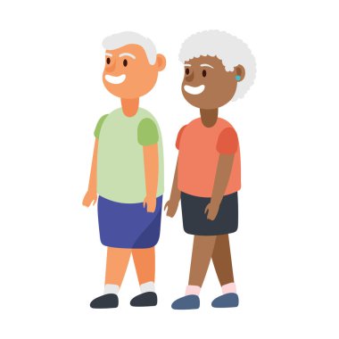 Irklar arası yaşlı çiftler karakter avatarları