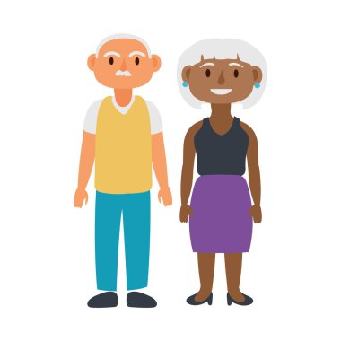 Irklar arası yaşlı çiftler karakter avatarları